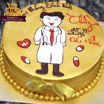 Mẫu Bánh kem vẽ hình bác sĩ ý nghĩa - Tri ân Thầy thuốc