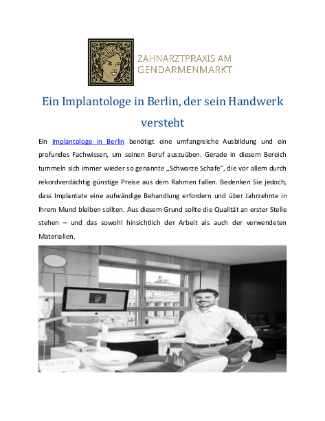 Ein Implantologe in Berlin, der sein Handwerk versteht