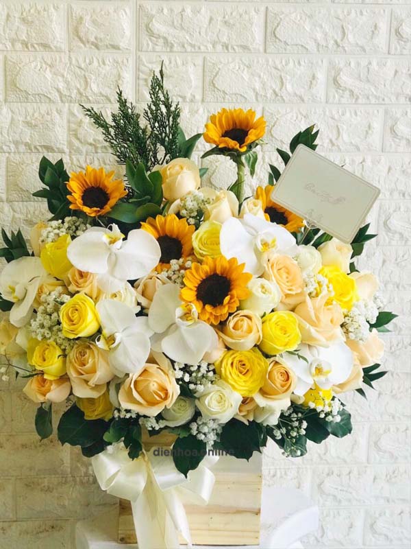 Hộp hoa chúc mừng - Hạnh Phúc Tràn Đầy 01 - Ms:2844 - Dienhoa.Online | Phu Quy Flowers | Dịch vụ điện hoa Online số 1 Việt Namso