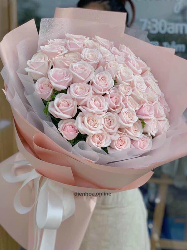 Bó hồng Pastel Tuyệt Đẹp - Ms:3761 - Dienhoa.Online | Phu Quy Flowers | Dịch vụ điện hoa Online số 1 Việt Namso