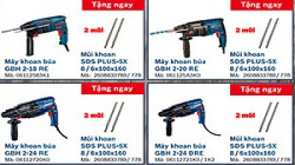 [KHUYẾN MÃI SỐC] Tặng Ngay Mũi Khoan - Đục Khi Mua Máy Khoan Búa, Máy Đục Bê Tông Bosch