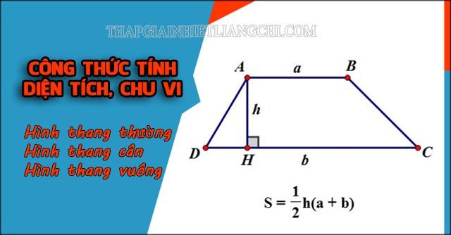 Công thức tính diện tích hình thang, chu vi hình thang thường, cân, vuông