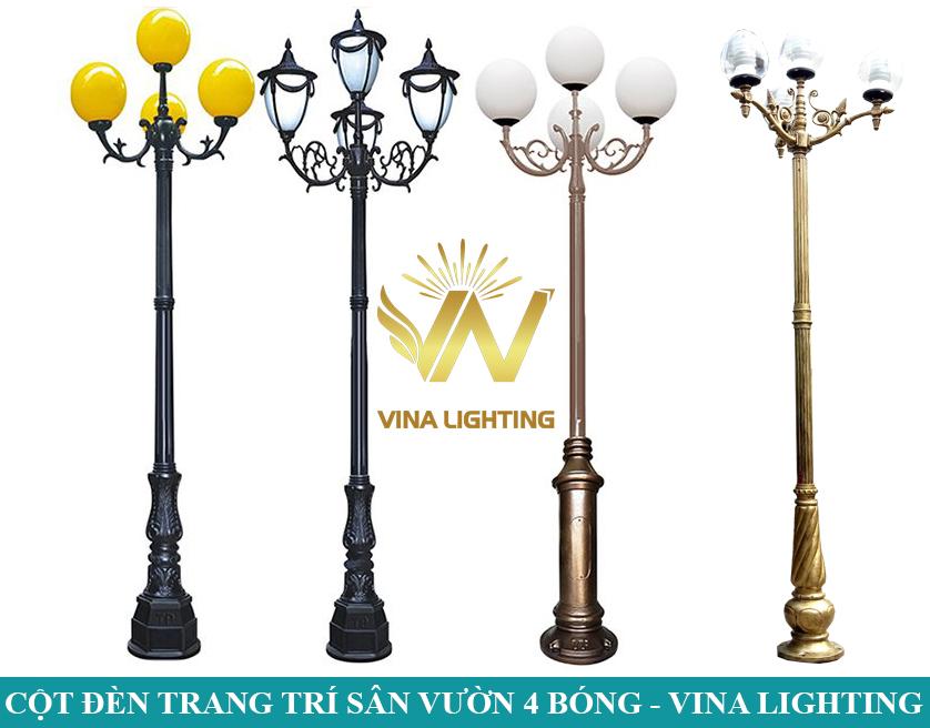Top 5 Cột đèn trang trí sân vườn 4 bóng đẹp giá rẻ