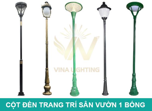 Cột đèn trang trí sân vườn 1 bóng chiếu sáng đẹp giá rẻ