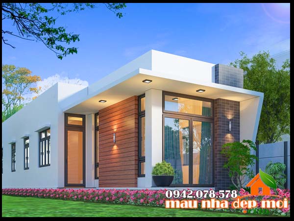 Mẫu nhà cấp 4 đẹp 5x20 mái tôn kiến trúc hiện đại