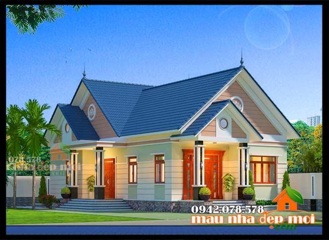 Mẫu nhà cấp 4 mái thái 8x16m 3 phòng ngủ 1 phòng thờ