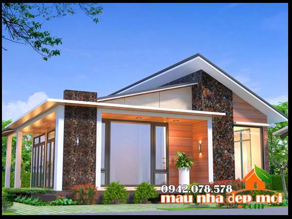 Nhà cấp 4 mái lệch 3 phòng ngủ 130m2 kiến trúc đẹp