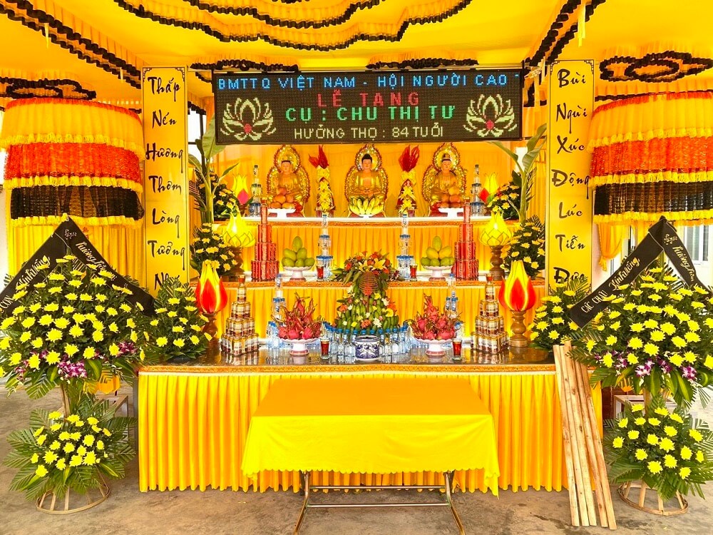 Dịch vụ trang trí hoa tang lễ tphcm|Trang trí lễ tang công giáo, phật giáo, đảng viên