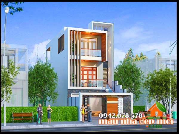Nhà phố 3 tầng hiện đại 6x13m có gara thiết kế tiện nghi