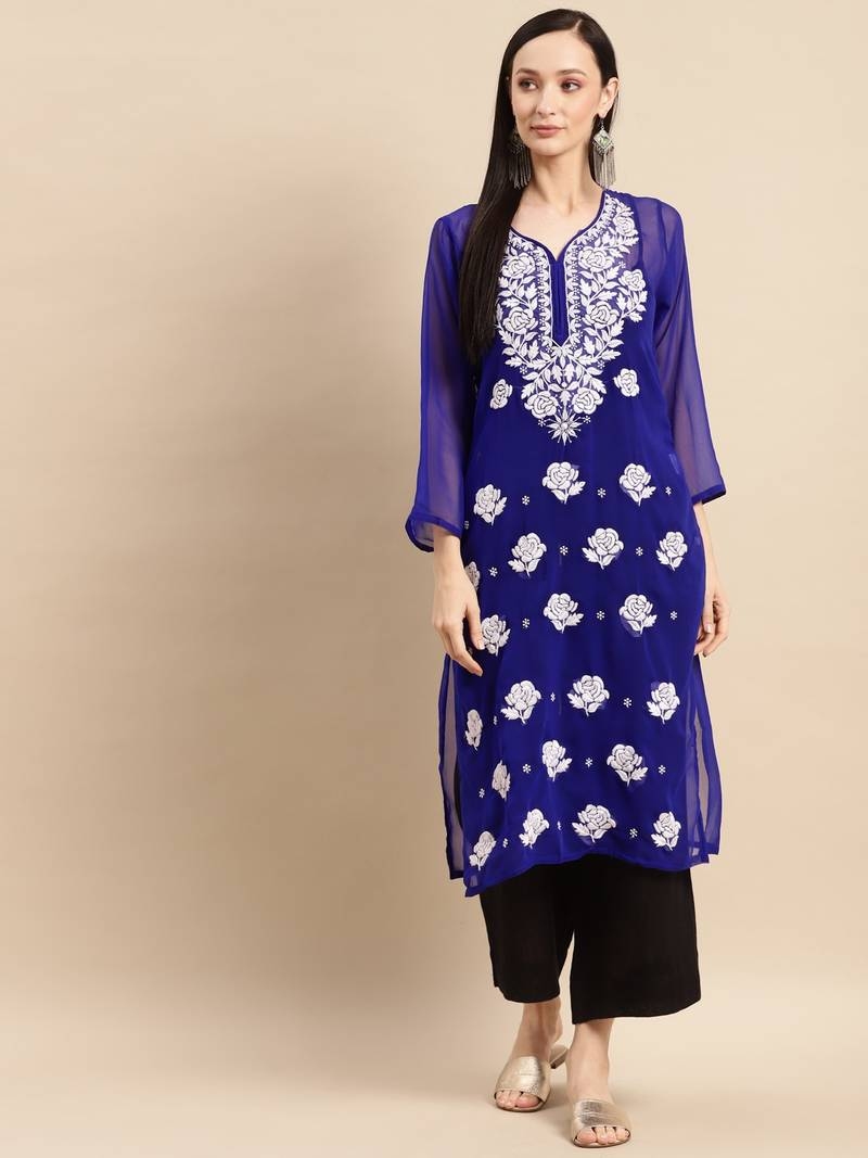 Chikankari Straight Kurti