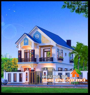 Mẫu biệt thự 2 tầng mái thái có gara 100m2 kiến trúc đẹp