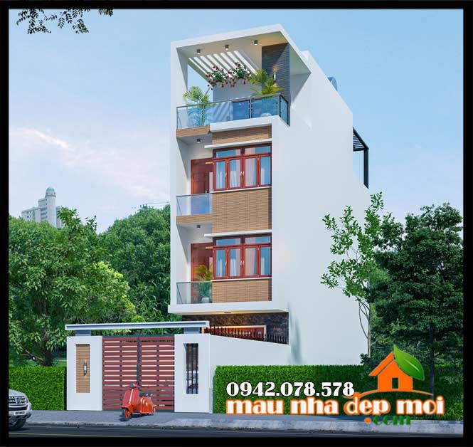 Kiến trúc nhà phố 5m 3 tầng 1 tum phong cách hiện đại tại Đà Nẵng