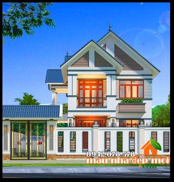 Biệt thự 2 tầng mái thái hiện đại 8x17m có 3 phòng ngủ