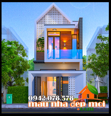 Nhà phố 2 tầng mặt tiền 5m 3 phòng ngủ kiến trúc mái dốc