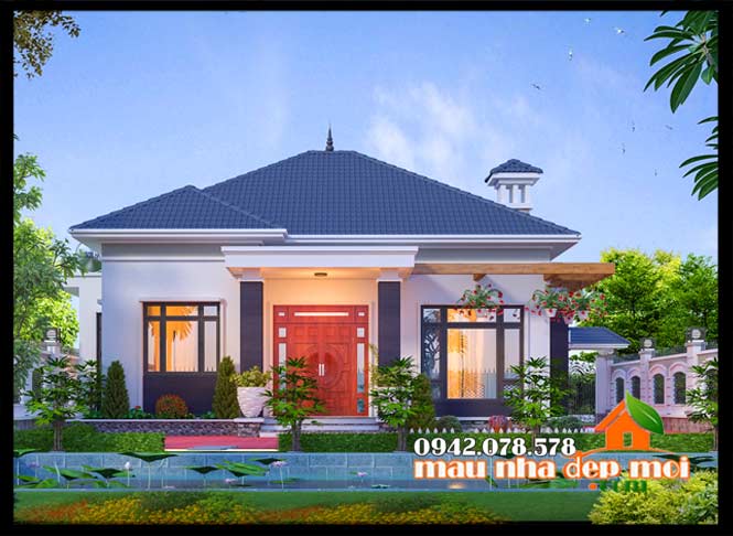 Biệt thự vườn 160m2 có 4 phòng ngủ kiến trúc mái nhật tuyệt đẹp