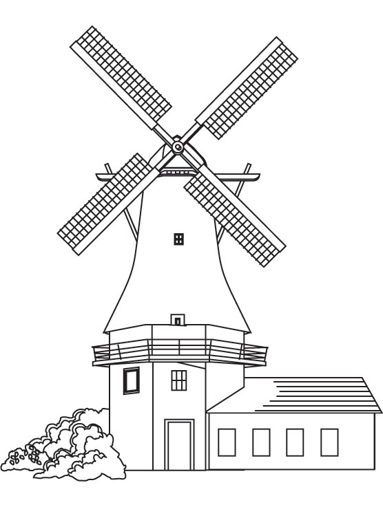 Windmill Coloring Pages Free Online For Kids