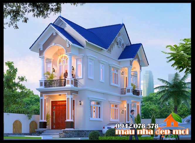 Mẫu biệt thự tân cổ điển 2 tầng 90m2 kiến trúc đẹp tại bến tre