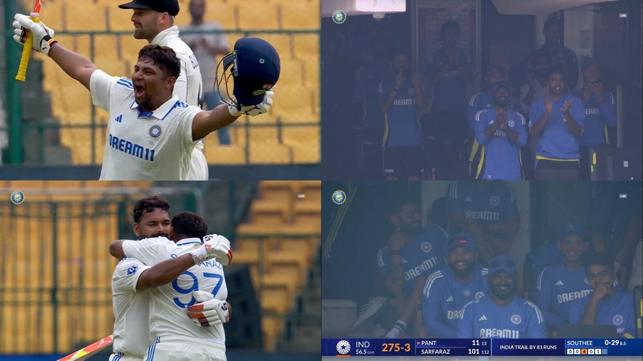 Watch- Virat Kohli, Rohit Sharma roll on the floor laughing after Sarfaraz Khan's maiden Test ton celebration