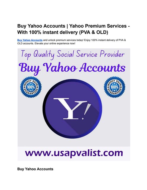 Buy Yahoo Accounts _ Yahoo Premium Services - With 100% instant delivery (PVA & OLD).pdf