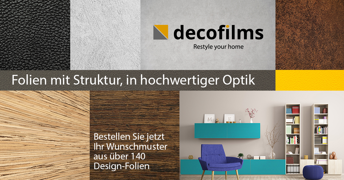 50 selbstklebende Möbelfolien in Holzoptik bei decofilms