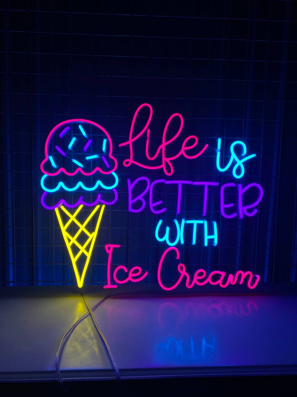 Bright Ice Cream neon sign with custom service, lowest price