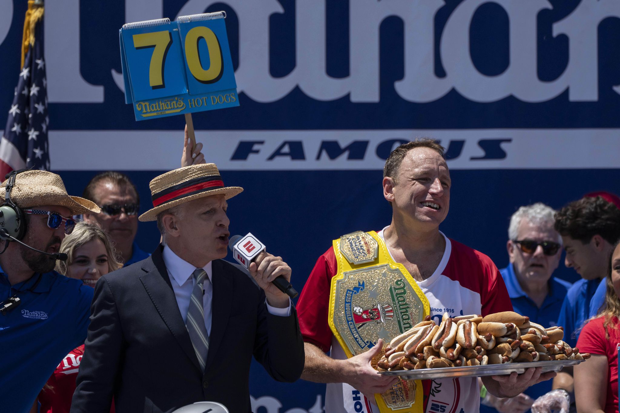 Joey Chestnut Eats 71 Hot Dogs to Reclaim Championship Title