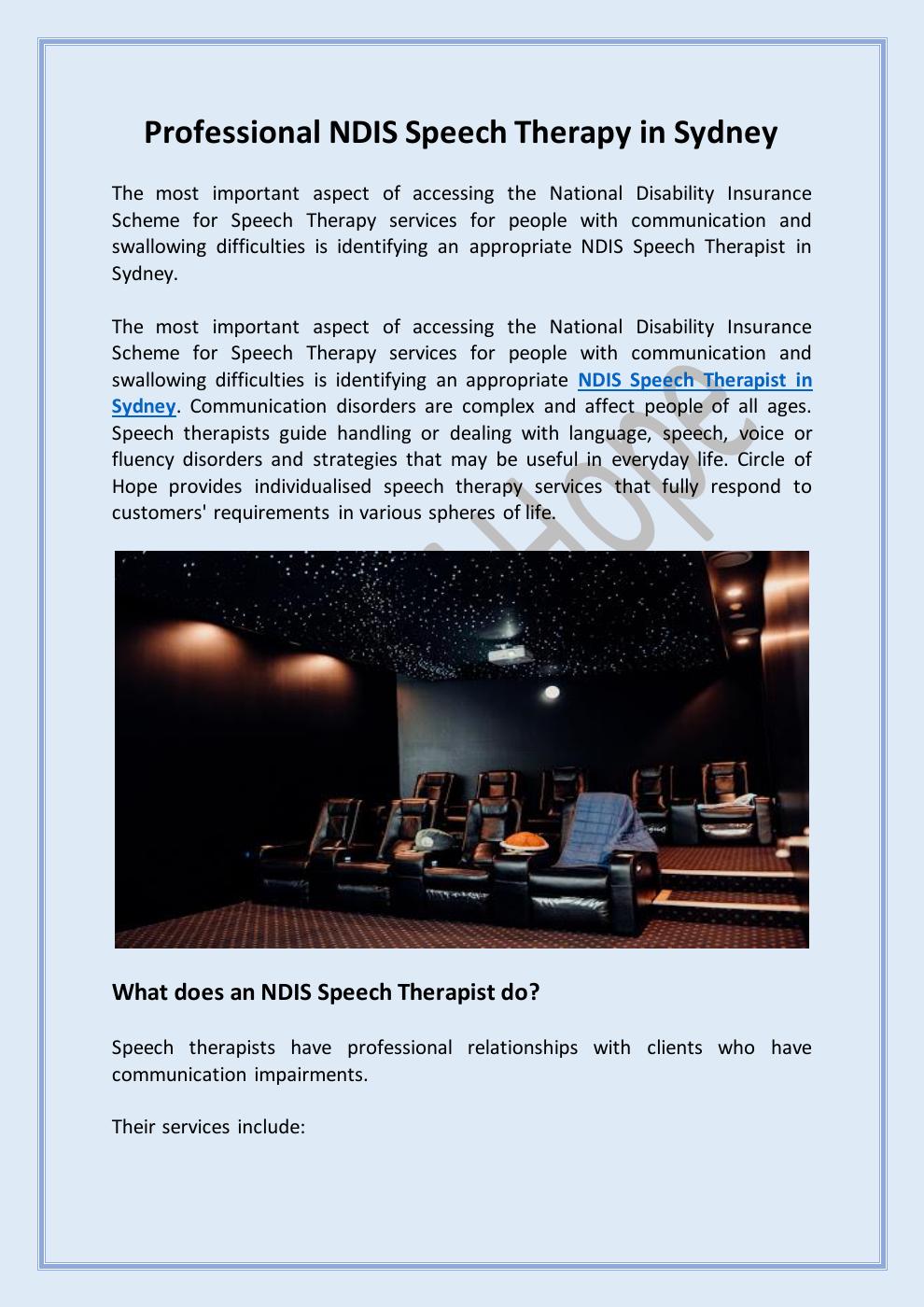 Professional NDIS Speech Therapy in Sydney