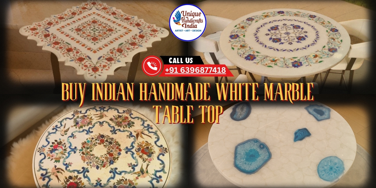 Transform Your Interiors – Buy Indian Handmade White Marble Table Top from India’s Heritage Artisans