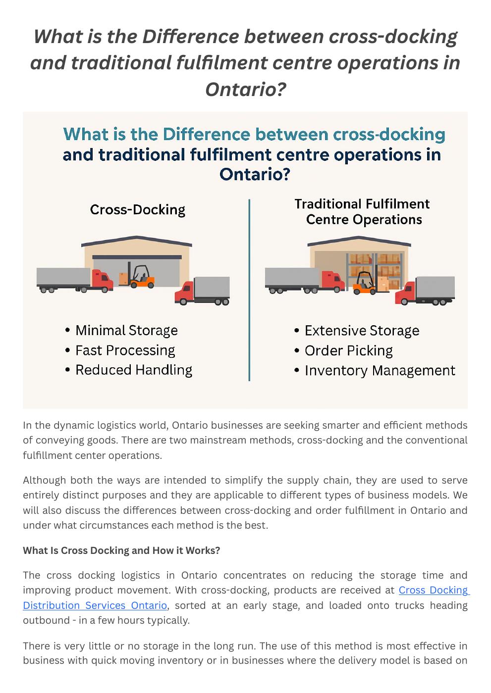 What is the Difference between cross-docking and traditional fulfilment centre operations in Ontario?