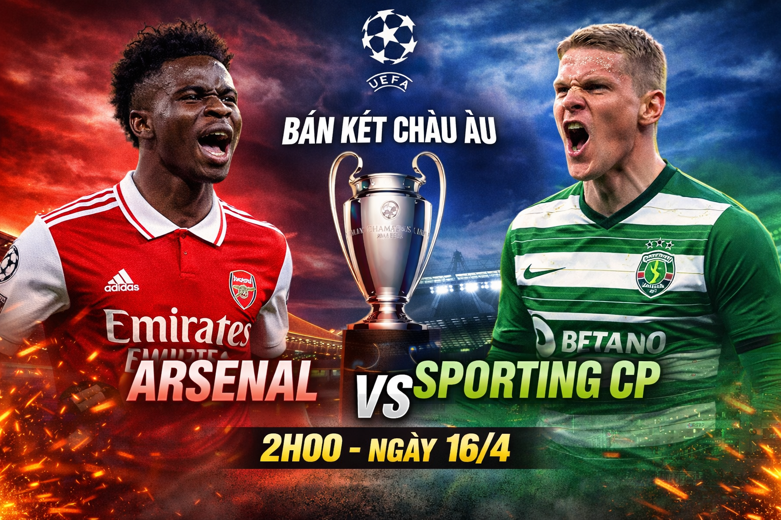 Soi kèo Arsenal vs Sporting, 2h ngày 16/4 – Champions League