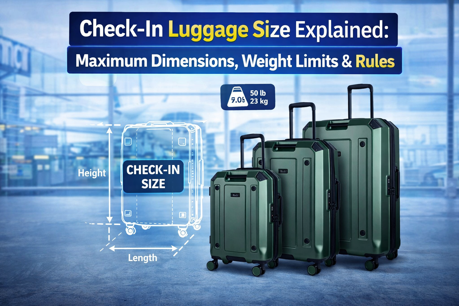 Check-In Luggage Size Explained: Maximum Dimensions, Weight Limits & R  – Rock Luggage