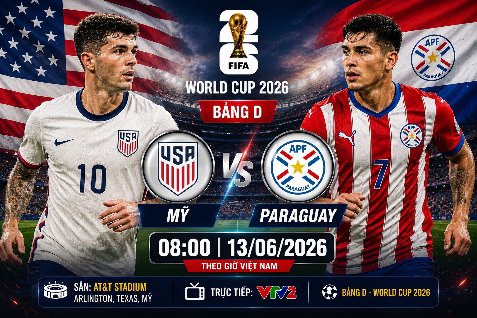 Soi Kèo Mỹ vs Paraguay, 8h Ngày 13/6 Bảng D World Cup 2026